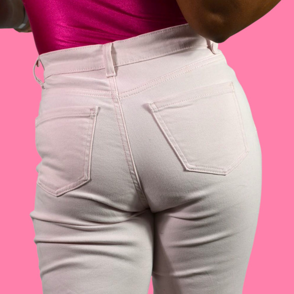 Gloria Vanderbilt Capri Jeans Pink Slim Skimmer Twill Pants Straight High Rise 4 - Picture 5 of 13